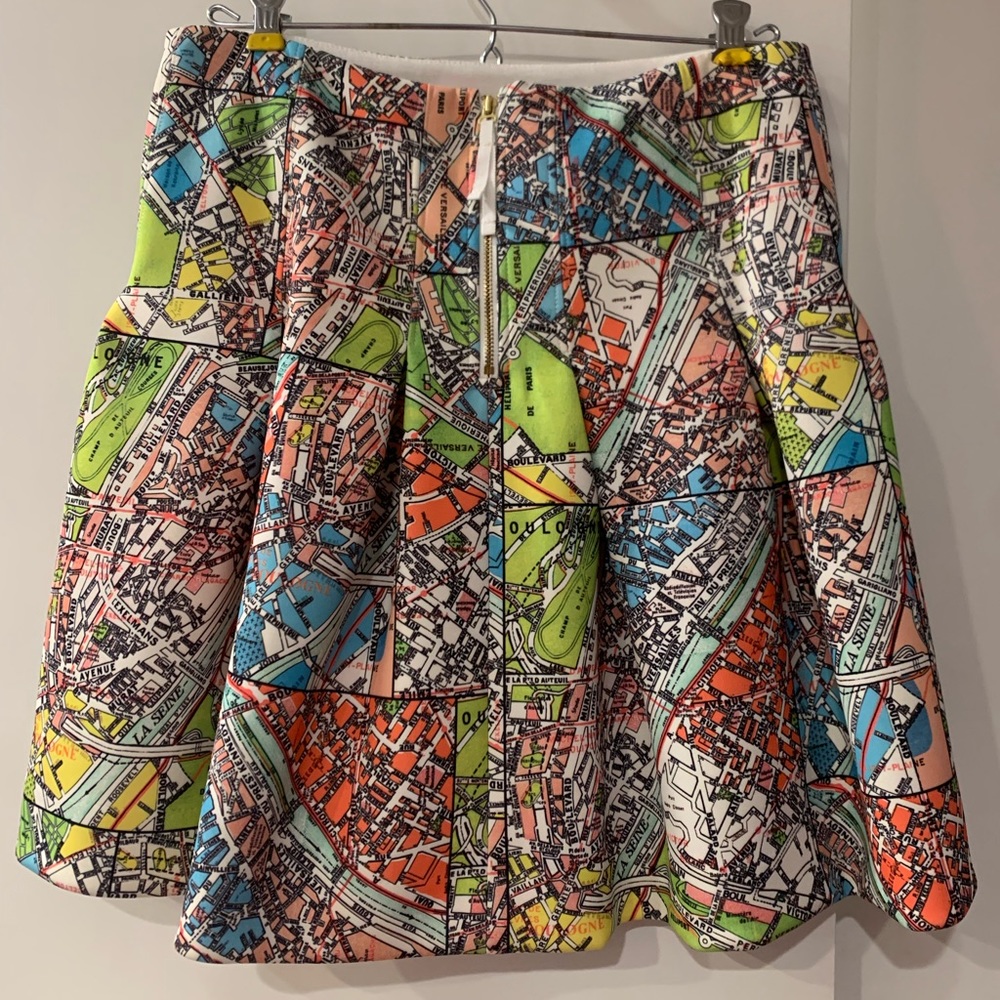 Anthropologie Maeve Carte Neoprene Map of Paris Mini Skirt 8 - Picture 2 of 6
